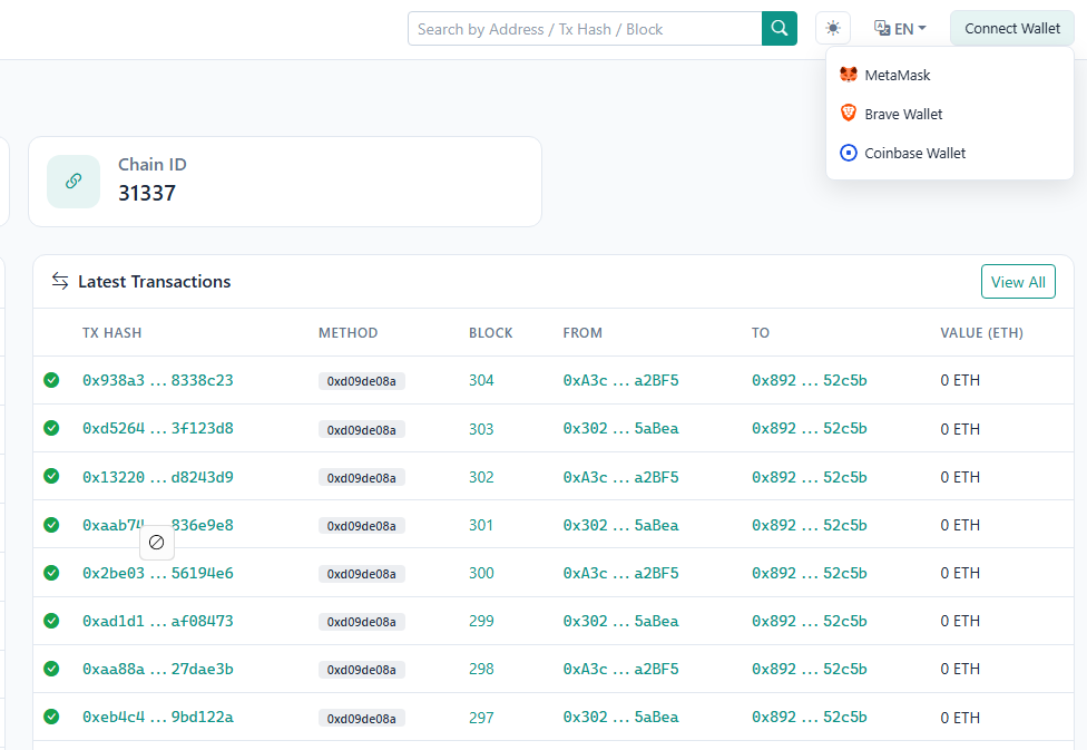 EIP-6963 wallet discovery detecting MetaMask, Brave, and Coinbase wallets in Blazor Server